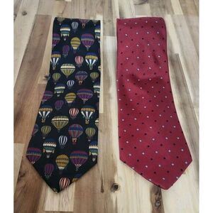 2 X‎ BROOKS BROTHERS MADE IN U.S.A. NAVY HOT AIR BALOON TIE ~ RED DIAMOND DESIGN